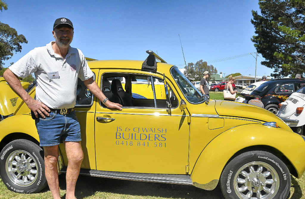 Jeff Walsh from Port Macquarie with his prized VW at the parade in Leslie Park. Jeff Walsh from Port Macquarie with his prized VW at the parade in Leslie Park.